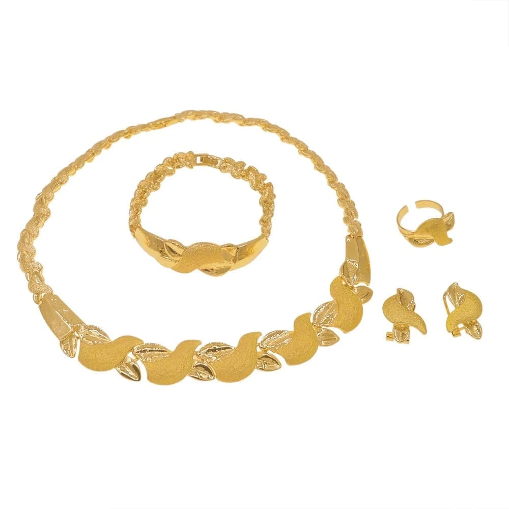 DSC03000 Dubai Gold Jewelry Women Fashion Necklace Fine Jewelry Sets Women Necklace 18k Gold Plated Good Price New Design Jewelry Sets