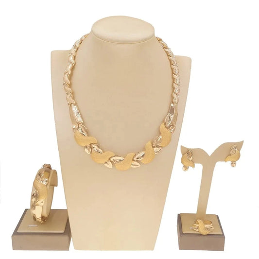 DSC03000 Dubai Gold Jewelry Women Fashion Necklace Fine Jewelry Sets Women Necklace 18k Gold Plated Good Price New Design Jewelry Sets