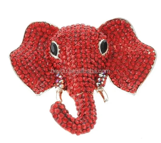 DST Inspired Large Elephant Head Brooch Colorful Rhinestone Embellished Pins  Dress Pin Decoration Craft Symbol Jewelry