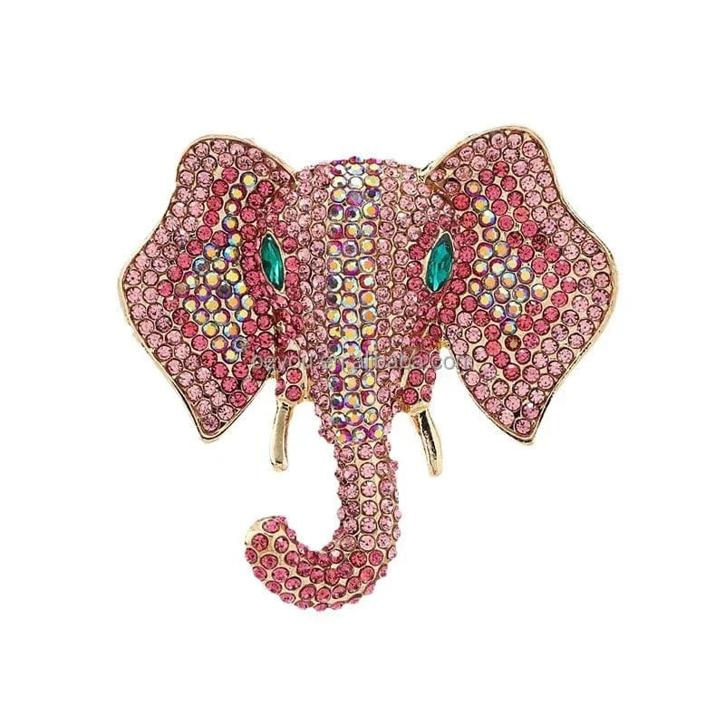 DST Inspired Large Elephant Head Brooch Colorful Rhinestone Embellished Pins  Dress Pin Decoration Craft Symbol Jewelry