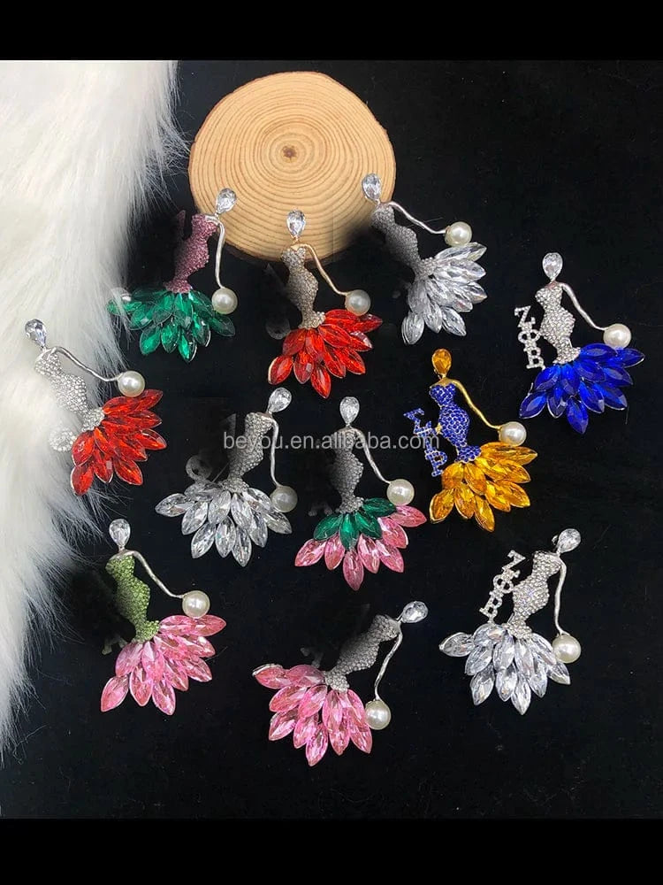 DST Moden Delta Sigma Theta Signature Greek Letters Pearl Cursive Rhinestone Pin