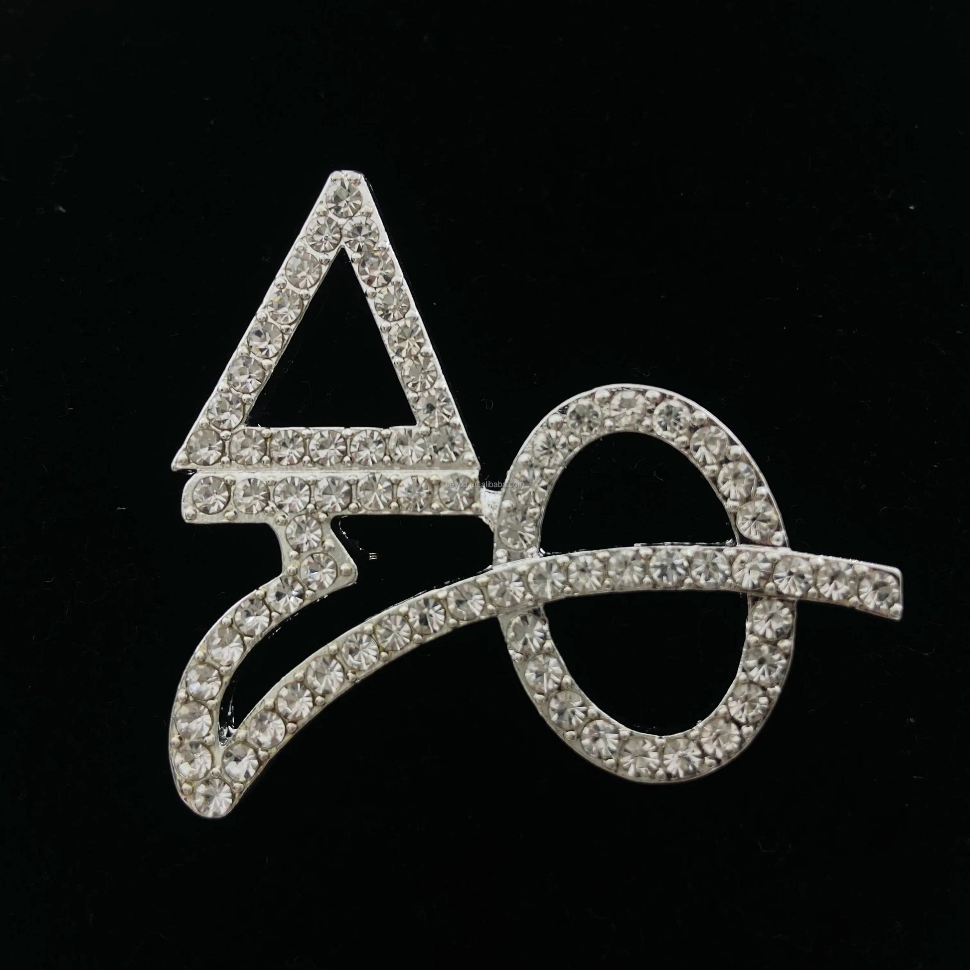 DST Moden Delta Sigma Theta Signature Greek Letters Pearl Cursive Rhinestone Pin