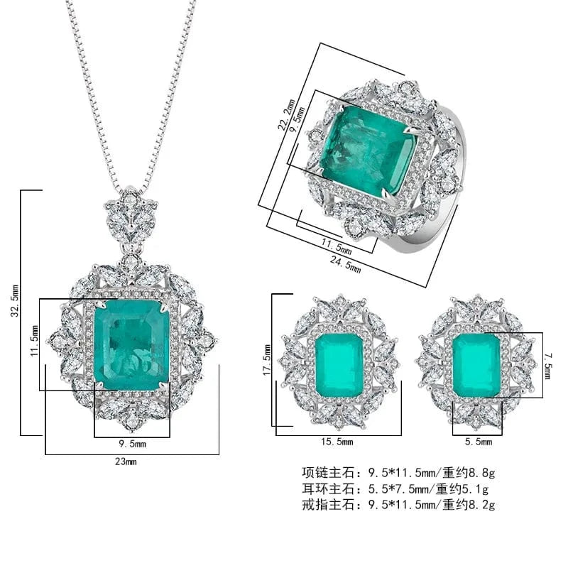 Dubai 925 Silver Jewelry Sets Fashion Necklace Zircon Engagement Girl Jewelry Wedding Bridal Emerald Green jewelry sets