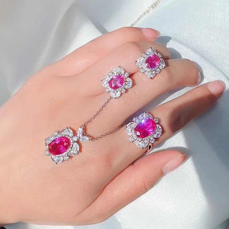 Dubai 925 Silver Jewelry Sets Fashion Necklace Zircon Engagement Girl Jewelry Wedding Bridal Jewelry Sets For Party