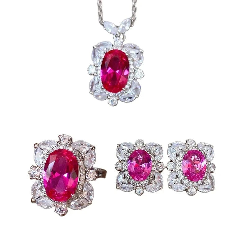 Dubai 925 Silver Jewelry Sets Fashion Necklace Zircon Engagement Girl Jewelry Wedding Bridal Jewelry Sets For Party