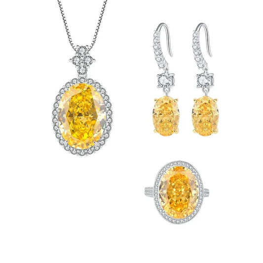 Dubai 925 Silver Jewelry Sets Fashion Necklace Zircon Engagement Girl Jewelry Wedding Bridal Yellow diamond jewelry sets