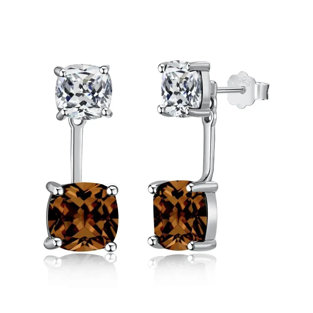DY110152-S-W-KB Dylam Luxury Fine Jewelry Women S925 Silver Diamond Sparkling 2 Stone 5A Zirconia 5ct Party Wedding Bridal Stud Earrings