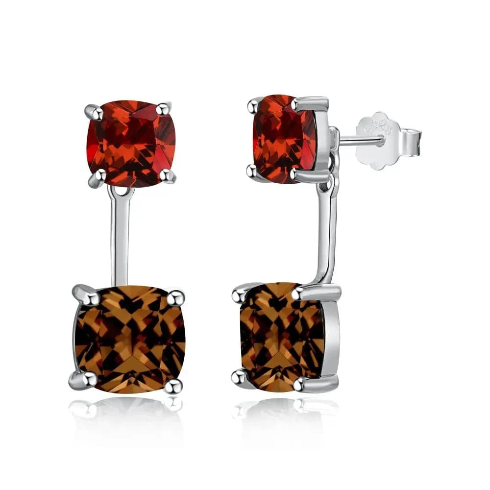 DY110152-S-W-RK Dylam Luxury Fine Jewelry Women S925 Silver Diamond Sparkling 2 Stone 5A Zirconia 5ct Party Wedding Bridal Stud Earrings