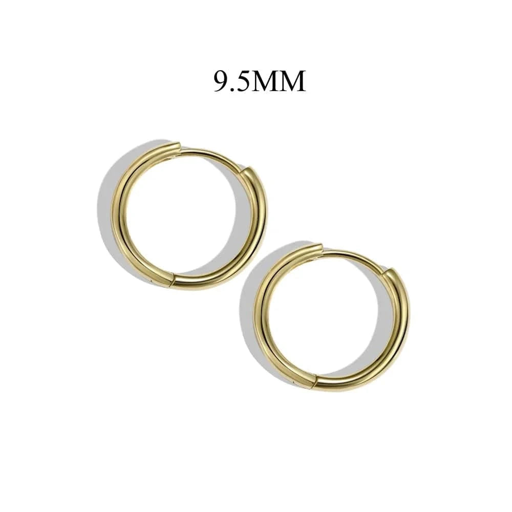 DY110239-S-G-NA#9 Dylam Hypoallergenic Tarnish Free Round S925 Silver Circle Huggie Hoop Earring For Women 18K Gold Plated Hoops Earrings Woman
