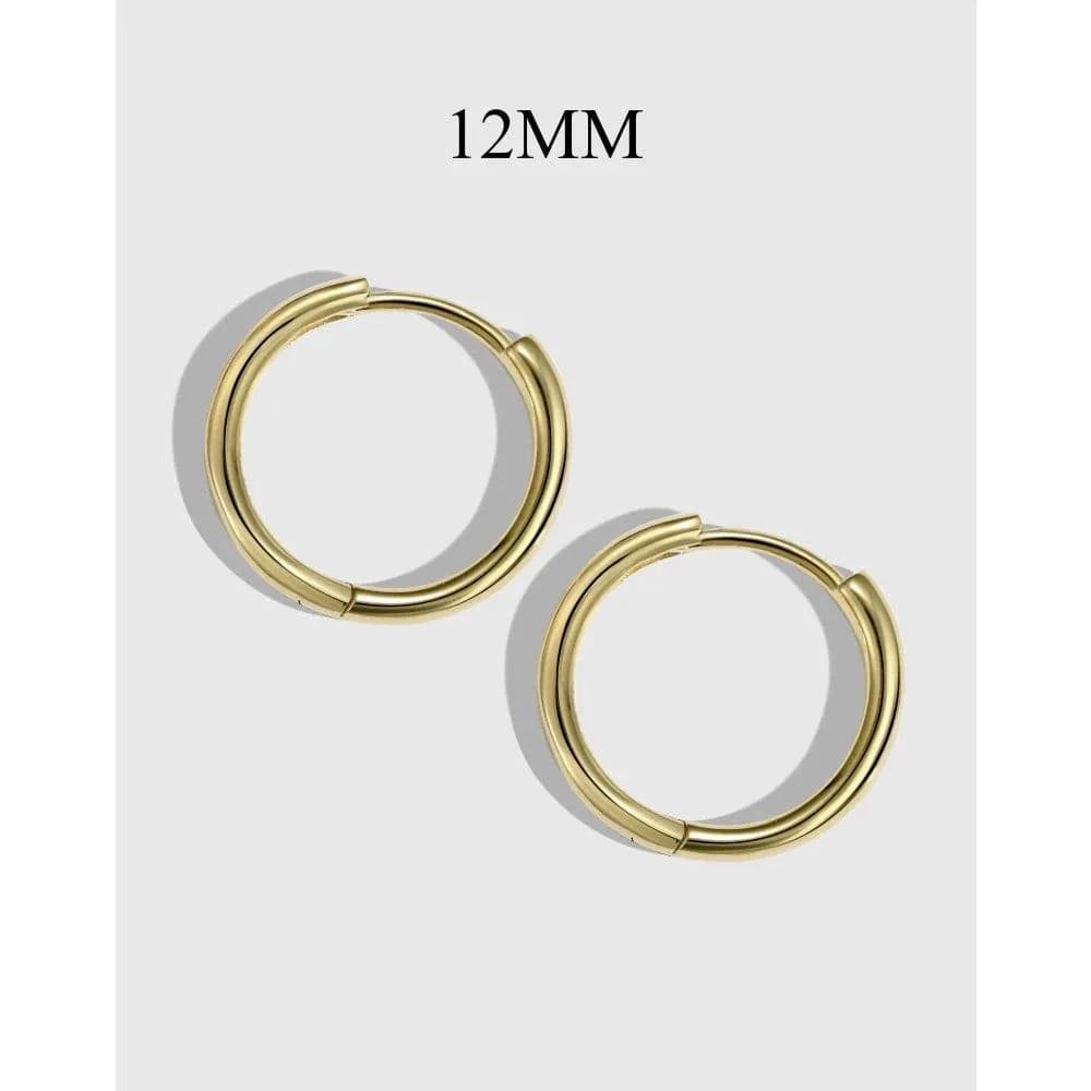 DY110239-S-G-NO#12 Dylam Hypoallergenic Tarnish Free Round S925 Silver Circle Huggie Hoop Earring For Women 18K Gold Plated Hoops Earrings Woman