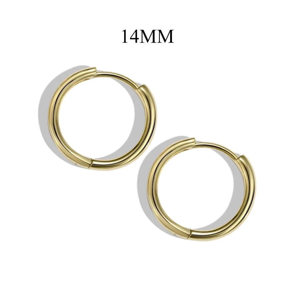 DY110239-S-G-WH#14 Dylam Hypoallergenic Tarnish Free Round S925 Silver Circle Huggie Hoop Earring For Women 18K Gold Plated Hoops Earrings Woman