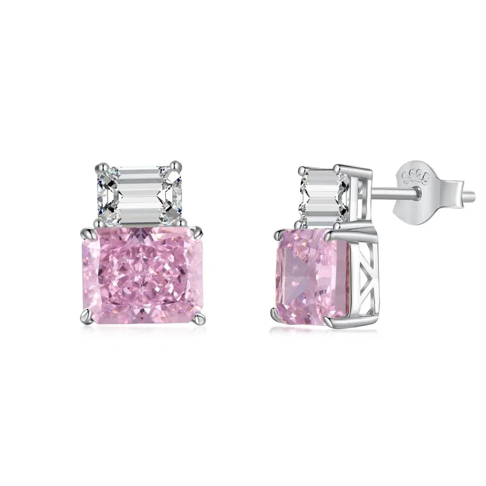 DY110258-S-W-BF Dylam Custom Oem Luxury S925 Sterling Silver Earring Jewelry Cubic Zirconia Classic Vintage Yellow Pink Studs Earrings For Women