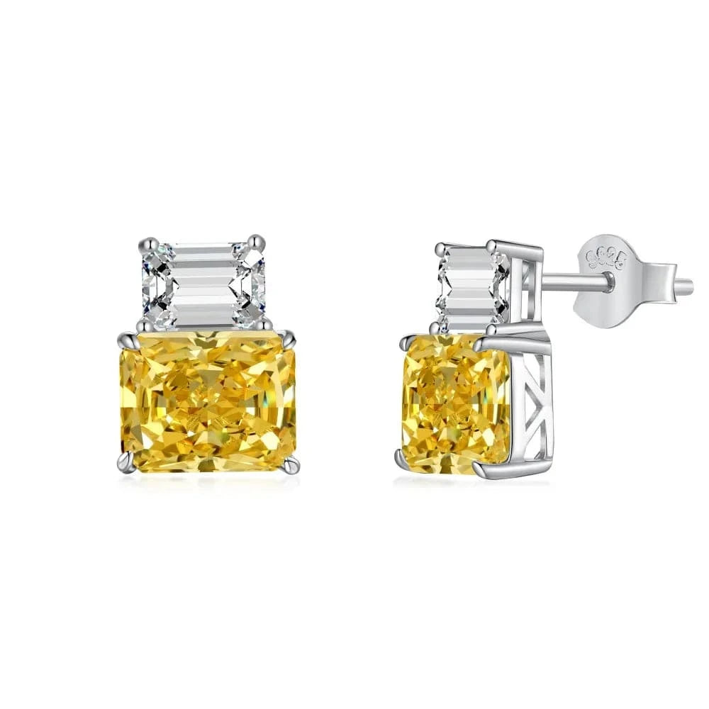 DY110258-S-W-HB Dylam Custom Oem Luxury S925 Sterling Silver Earring Jewelry Cubic Zirconia Classic Vintage Yellow Pink Studs Earrings For Women