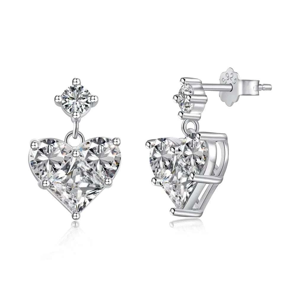 DY110259-S-W-WH Dylam Korean Style 18K Gold Pink Cz Cubic Zirconia Diamond Drop Earring S925 Silver Cute Pink Heart Stud Earrings Women Girls