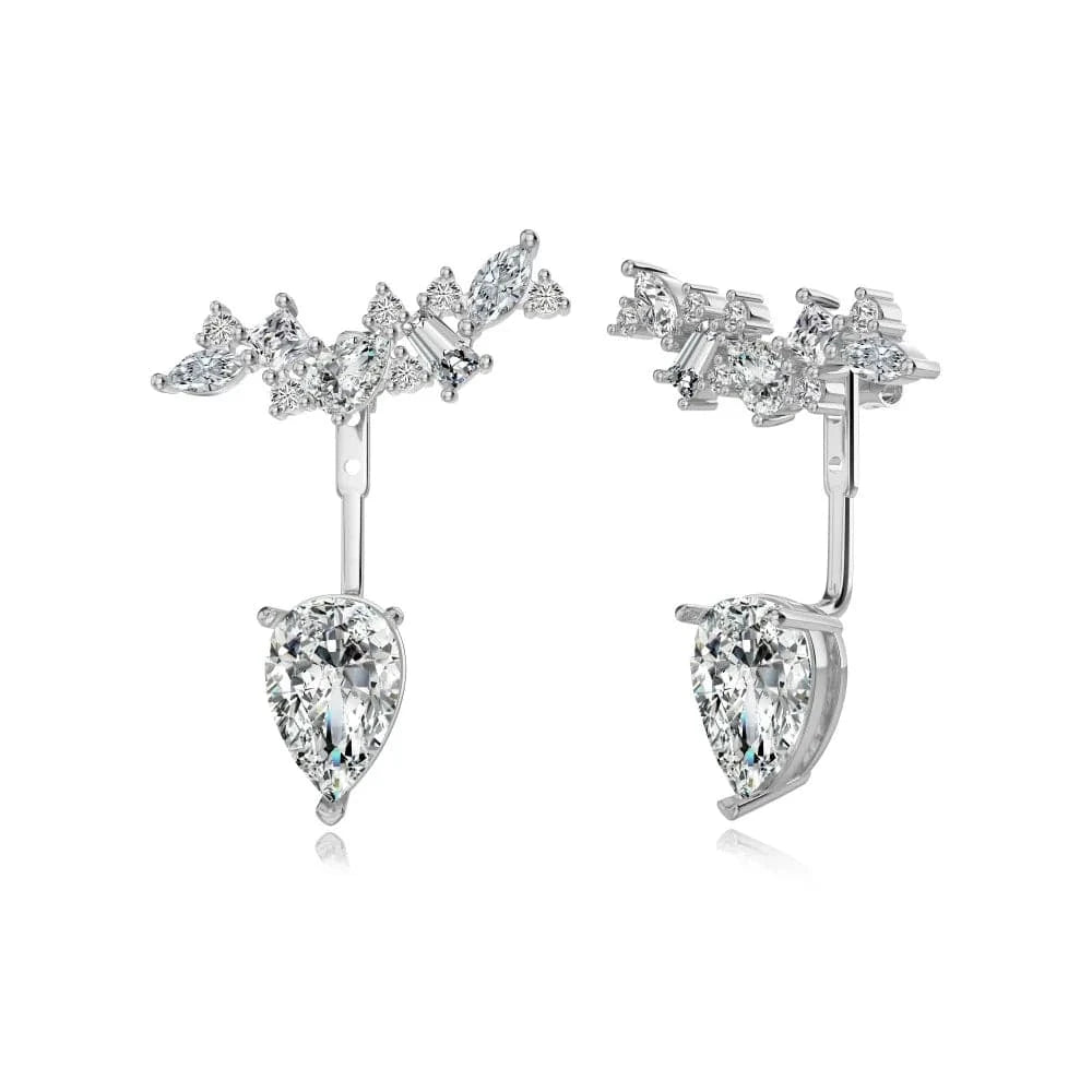 DY110281-S-W-WH Dylam In Stock S925 Sterling Silver 8A Zirconia Earring Pear Water Drop Irregular Shape 18K Gold Plated Stud Earrings For Women