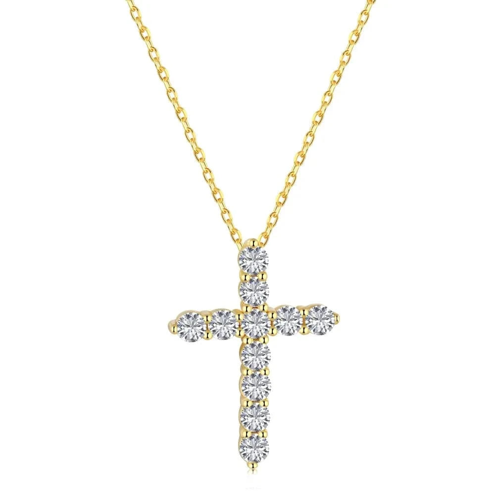 DY190032-S-G-WH Dylam Cross Necklaces Gold Plated Necklace 925 Sterling Silver Necklace Personalized Women Pendant CrossNecklace Jewelry