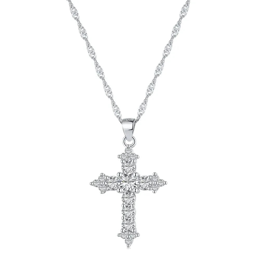DY190103-S-W-WH Dylam Cross Necklaces Gold Plated Necklace 925 Sterling Silver Necklace Personalized Women Pendant CrossNecklace Jewelry