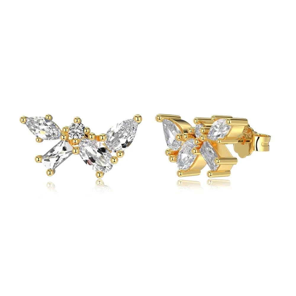 DY1D0352-S-G-WH Dylam Fast Delivery Hypoallergenic S925 Silver 18K Gold Plated Irregular Cluster Earring Cubic Zirconia Stud Earrings For Women