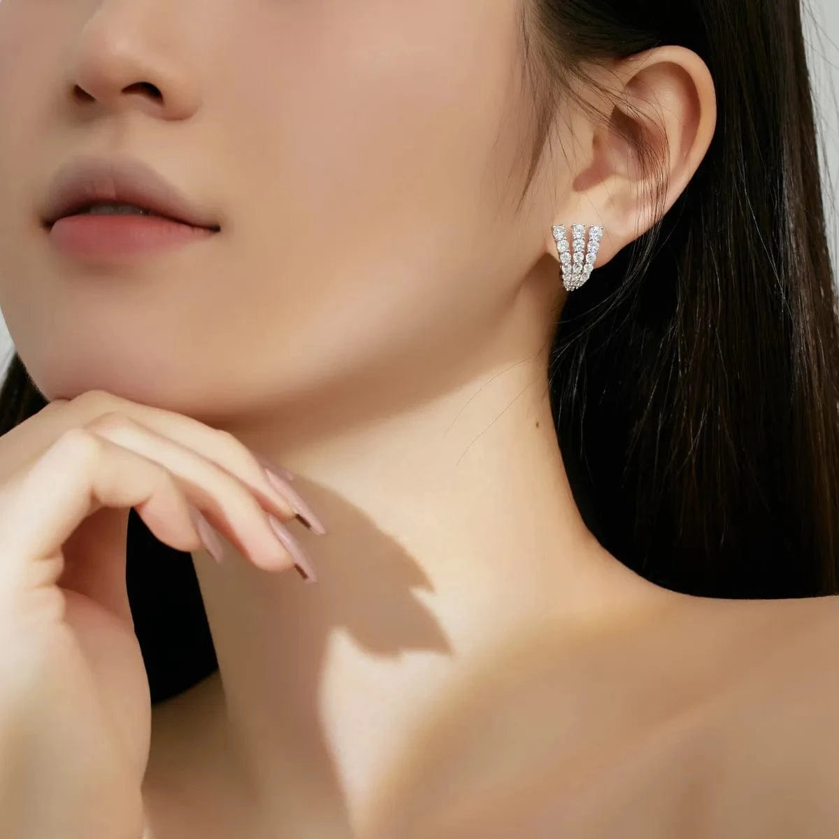 Dylam 18K Gold Plated Triple Diamond Cz Cubic Zirconia Earring High Quality Huggie Hoop Silver 925 Sterlings Earrings For Women