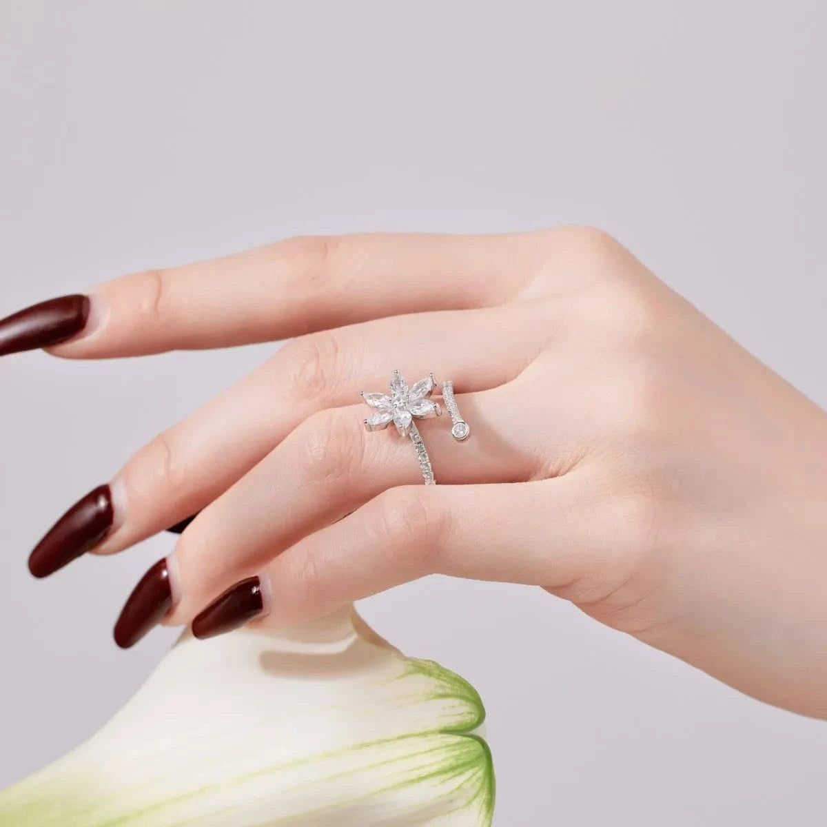 Dylam Beautiful Colorful Pink Cz Cubic Zircon Ring For Girls Lady Lovely Dainty S925 Sterling Silver Flower Rings Jewelry Women