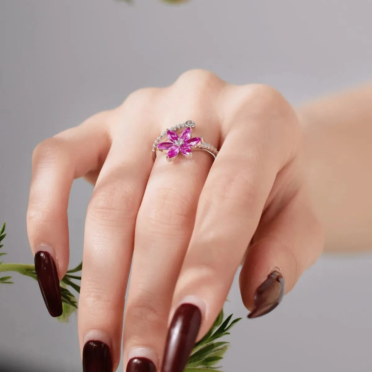 Dylam Beautiful Colorful Pink Cz Cubic Zircon Ring For Girls Lady Lovely Dainty S925 Sterling Silver Flower Rings Jewelry Women