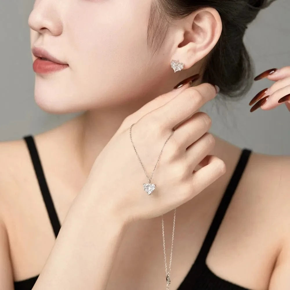 Dylam Best 2024 Valentine Day Gift S925 Silver Rhodium 18K Gold Plated Clear Pink Sparkle 5A Cubic Zirconia Heart Stud Earrings