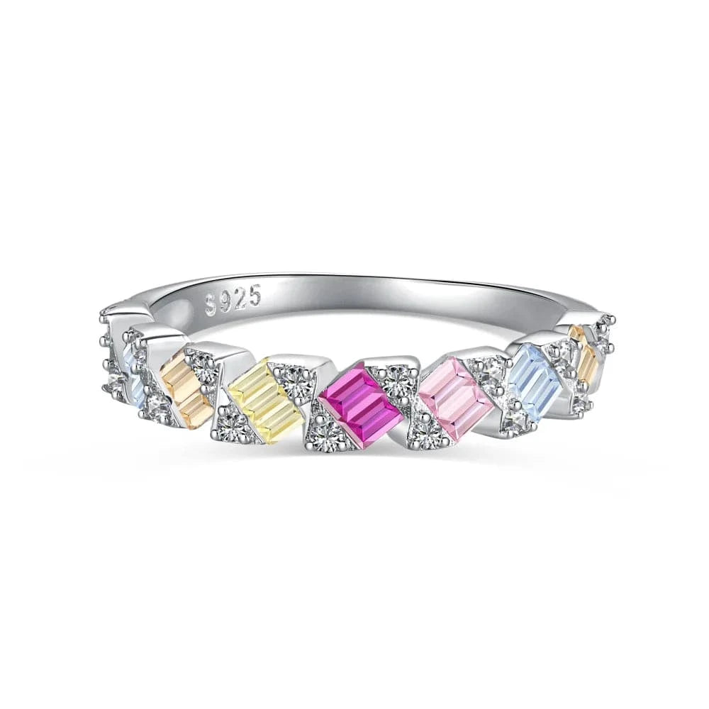 Dylam Colorful Dainty Design Fine Jewelry S925 Silver Rhodium Plated Multiple Color 5A Cubic Zirconia Diamond Jewellery Rings
