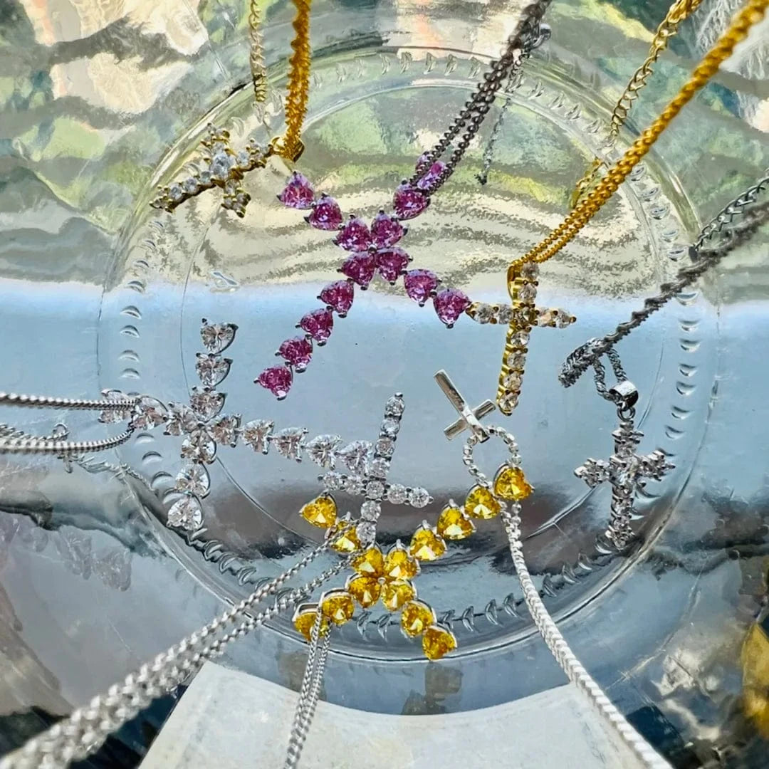 Dylam Cross Necklaces Gold Plated Necklace 925 Sterling Silver Necklace Personalized Women Pendant CrossNecklace Jewelry