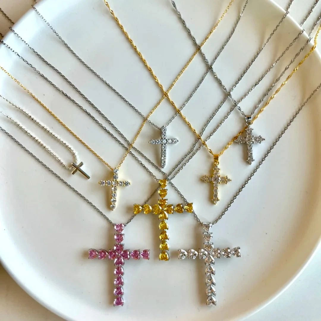 Dylam Cross Necklaces Gold Plated Necklace 925 Sterling Silver Necklace Personalized Women Pendant CrossNecklace Jewelry