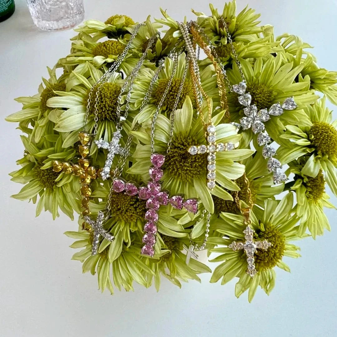 Dylam Cross Necklaces Gold Plated Necklace 925 Sterling Silver Necklace Personalized Women Pendant CrossNecklace Jewelry