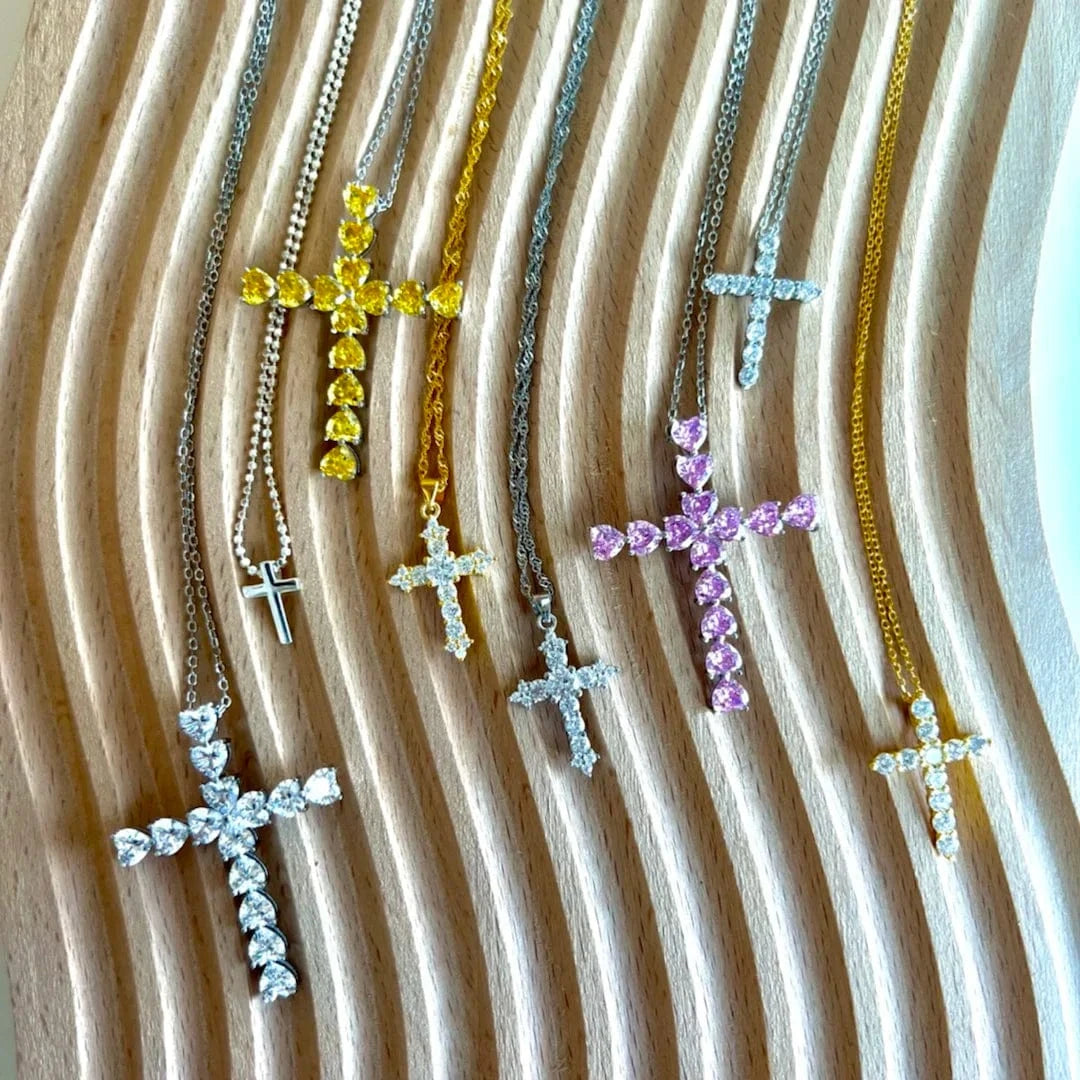 Dylam Cross Necklaces Gold Plated Necklace 925 Sterling Silver Necklace Personalized Women Pendant CrossNecklace Jewelry