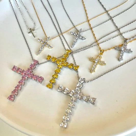 Dylam Cross Necklaces Gold Plated Necklace 925 Sterling Silver Necklace Personalized Women Pendant CrossNecklace Jewelry