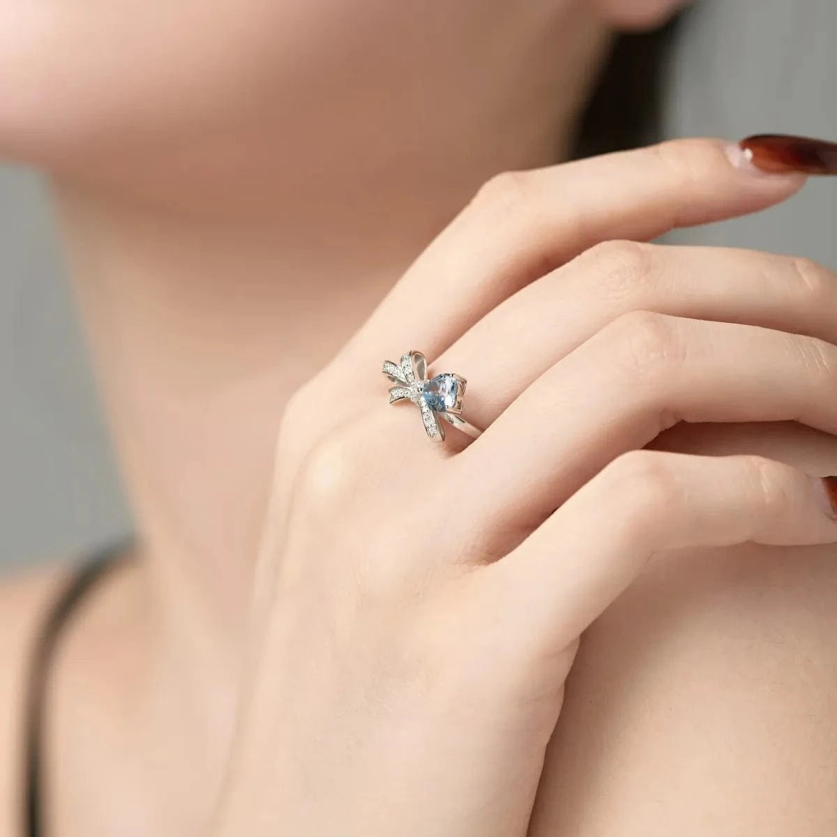 Dylam Custom Heart Shaped Bow Ring Wholesale S925 Sterling Silver Wedding Ring Engagement Diamond Rings For Women Jewelry Set