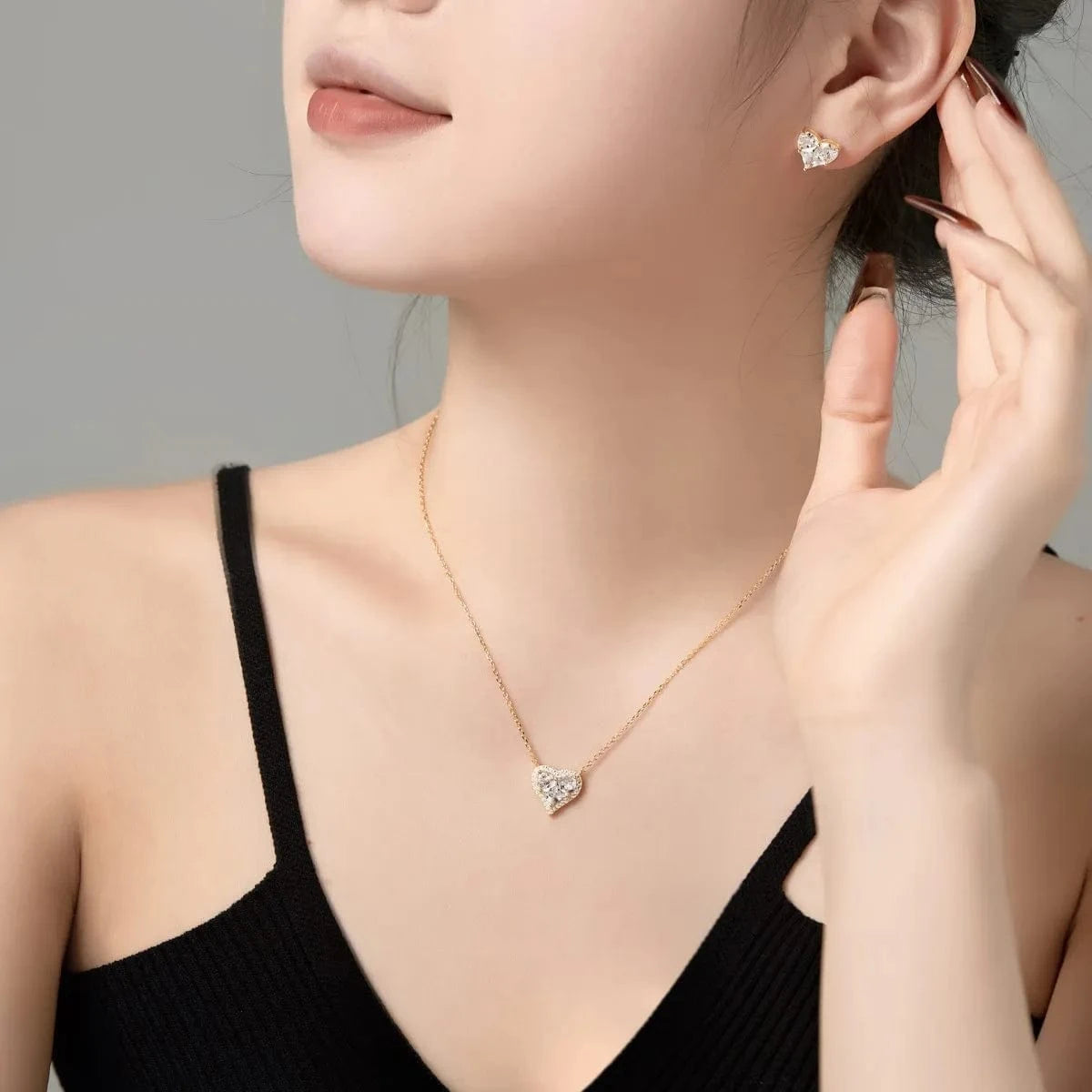 Dylam Custom Jewelry Factory Direct Sales Classic Simple Romantic Pink Heart Cz Diamond Stud Earring Engagement Earrings Women