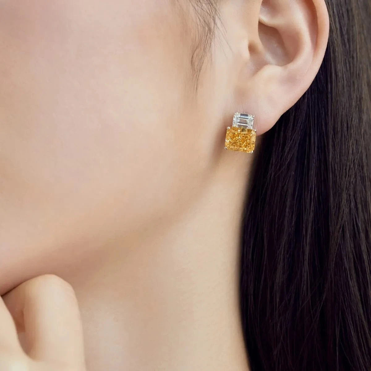 Dylam Custom Oem Luxury S925 Sterling Silver Earring Jewelry Cubic Zirconia Classic Vintage Yellow Pink Studs Earrings For Women