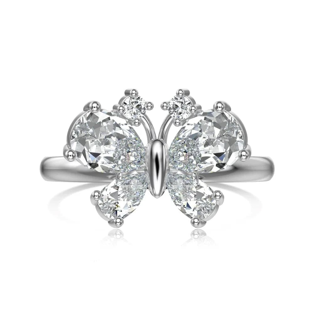 Dylam Cute Elegant Light Luxury 925 Sterling Silver Ring 18K Gold Fine Jewelry Pink 5A Cubic Zircon Butterfly Rings For Women