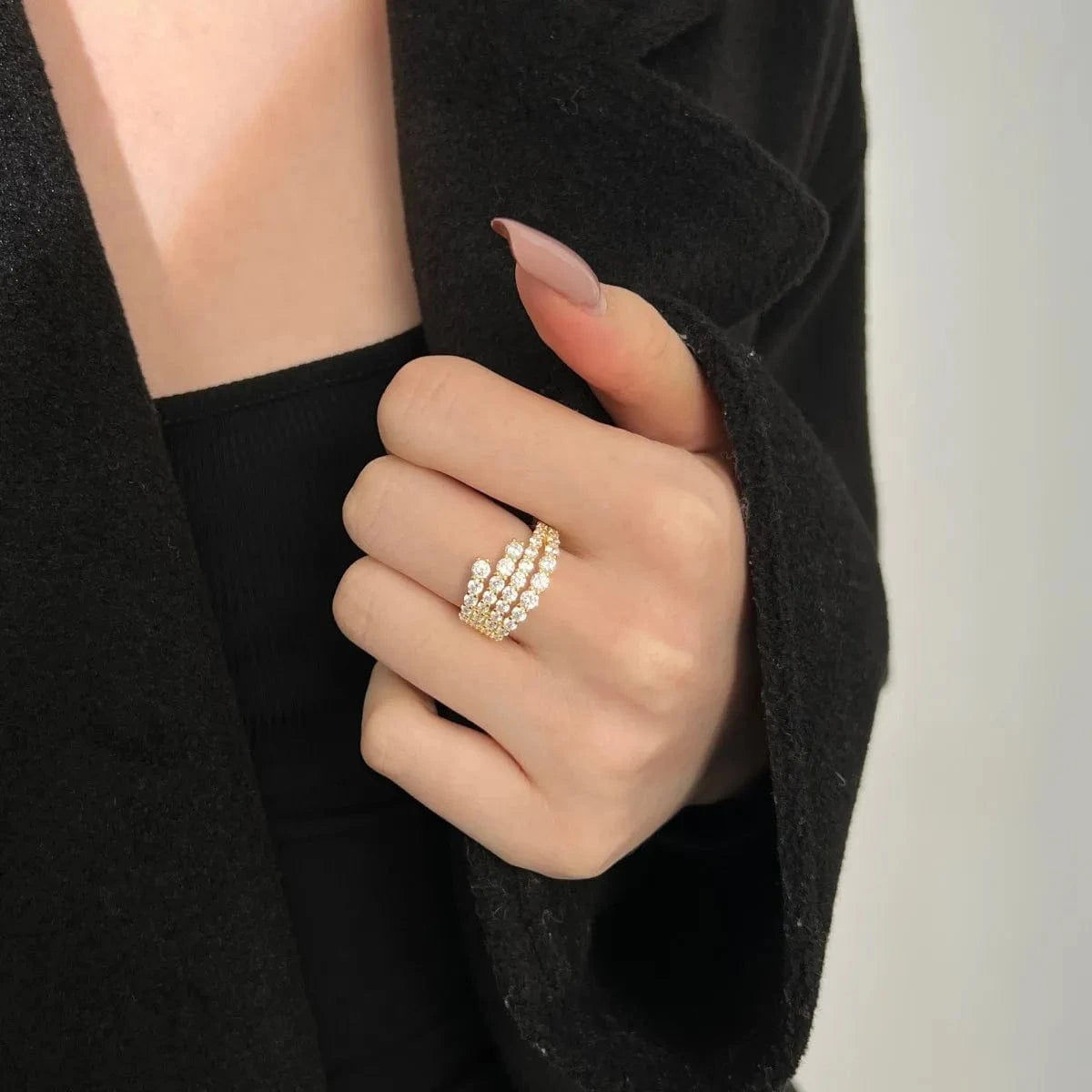 Dylam Delicate Cz Cubic Zircon S925 Silver Engagement Wedding Rings For Women Valentine Day Asymmetric Lines Spray Shape Ring