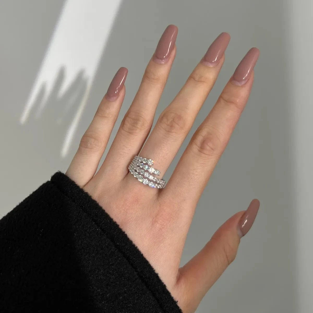 Dylam Delicate Cz Cubic Zircon S925 Silver Engagement Wedding Rings For Women Valentine Day Asymmetric Lines Spray Shape Ring