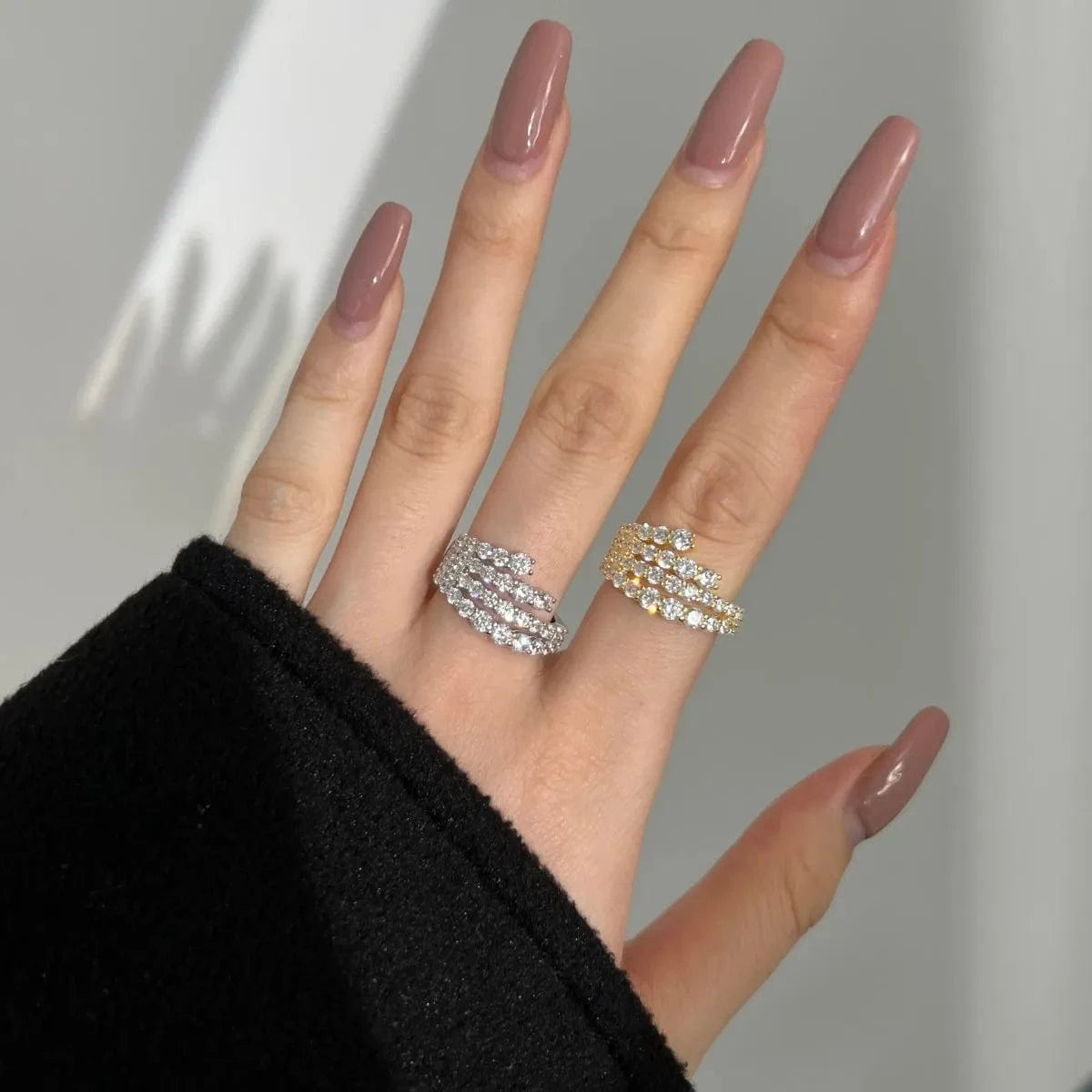 Dylam Delicate Cz Cubic Zircon S925 Silver Engagement Wedding Rings For Women Valentine Day Asymmetric Lines Spray Shape Ring