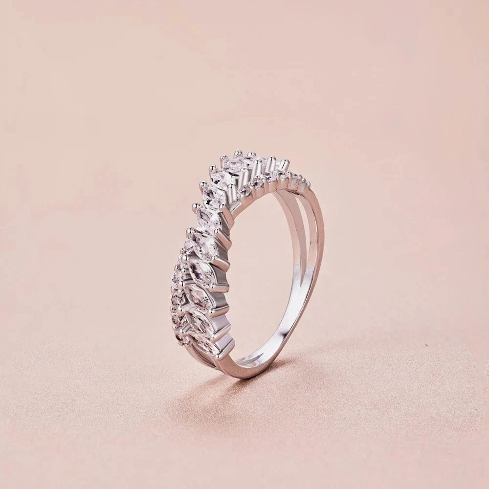 DYLAM Designer Women Fine Fashion S925 Silver Rhodium Plated Geometric Cross Interlock 5A Zirconia Twisted Jewellery Rings