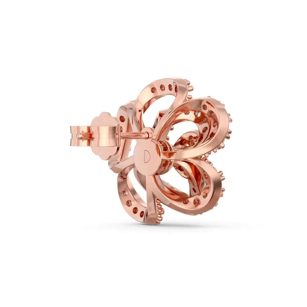 Dylam Dropshipping S925 Silver Rose Flower Earring 18K Gold Plated Jewelry Cubic Zirconia Stud Earrings Women Party Or Wedding