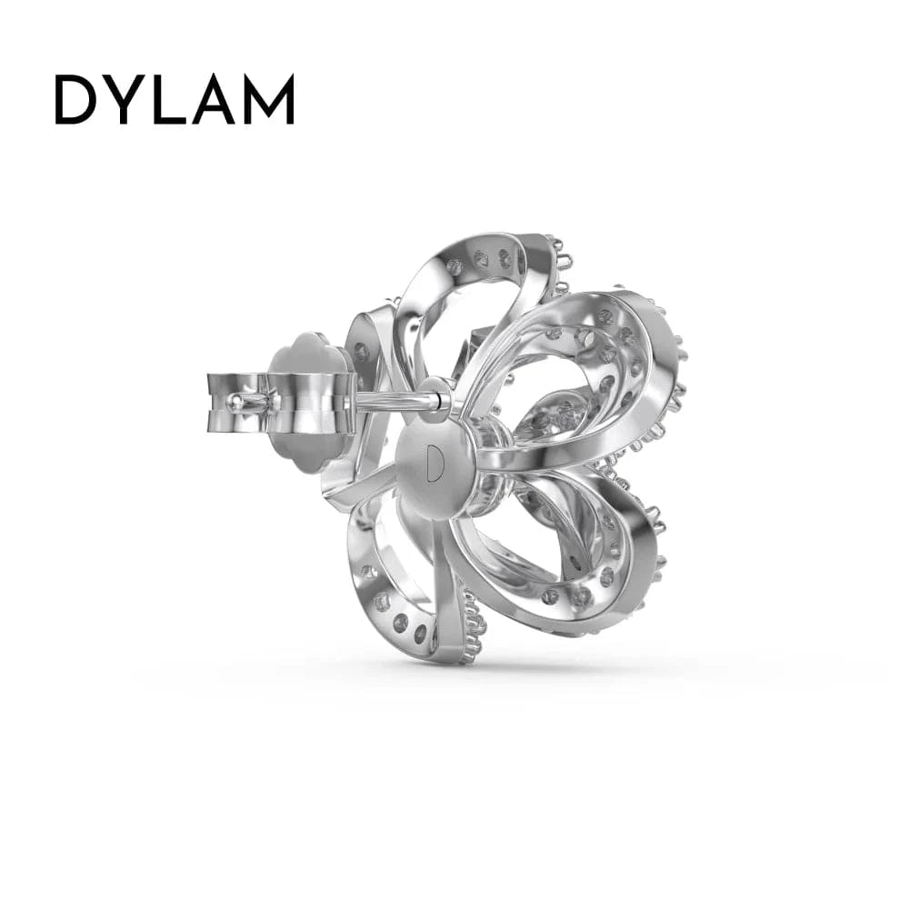 Dylam Dropshipping S925 Silver Rose Flower Earring 18K Gold Plated Jewelry Cubic Zirconia Stud Earrings Women Party Or Wedding