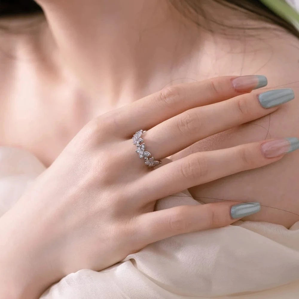 Dylam Exquisite Fine Jewelry 925 Sterling Silver Rhodium Plated Fade Free Butterfly Shape Style 5A Zirconia Women Rings