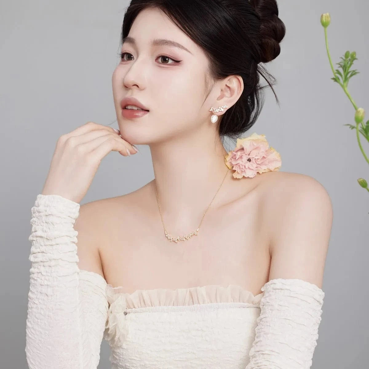 Dylam Factory Wholesale High Quality Low Price Multi Shape Necklace 925 Sterling Silver Cluster Row Pendant Necklaces For Women