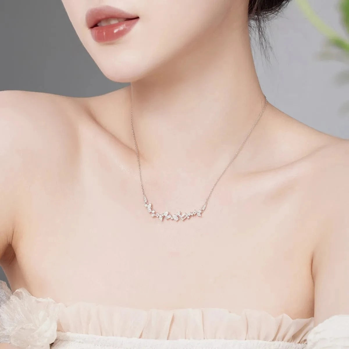 Dylam Factory Wholesale High Quality Low Price Multi Shape Necklace 925 Sterling Silver Cluster Row Pendant Necklaces For Women
