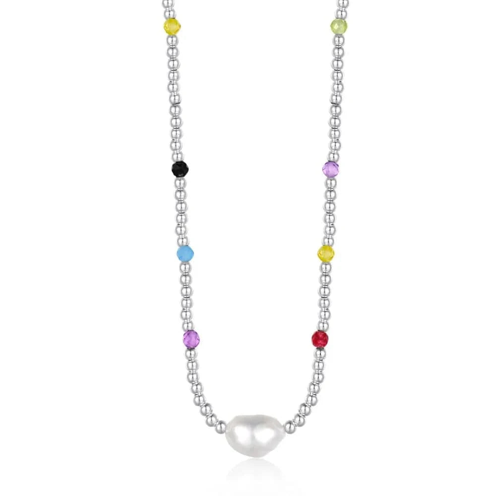 Dylam Fashion Fine Jewelry Women 925 Sterling Silver In Stock No Moq  Daisy Natural Stones Beaded Smiley Face Bracelet Necklace
