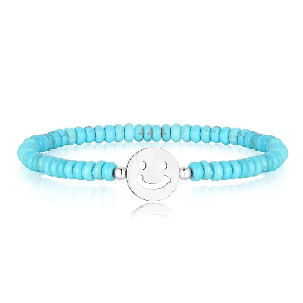 Dylam Fashion Fine Jewelry Women 925 Sterling Silver In Stock No Moq  Daisy Natural Stones Beaded Smiley Face Bracelet Necklace