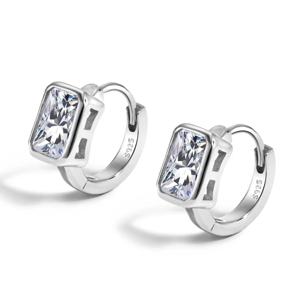 Dylam Fashion Jewelry Women Silver 18K Gold Plated Square 5A Cubic Zirconia S925 Silver Hoop Earrings for women