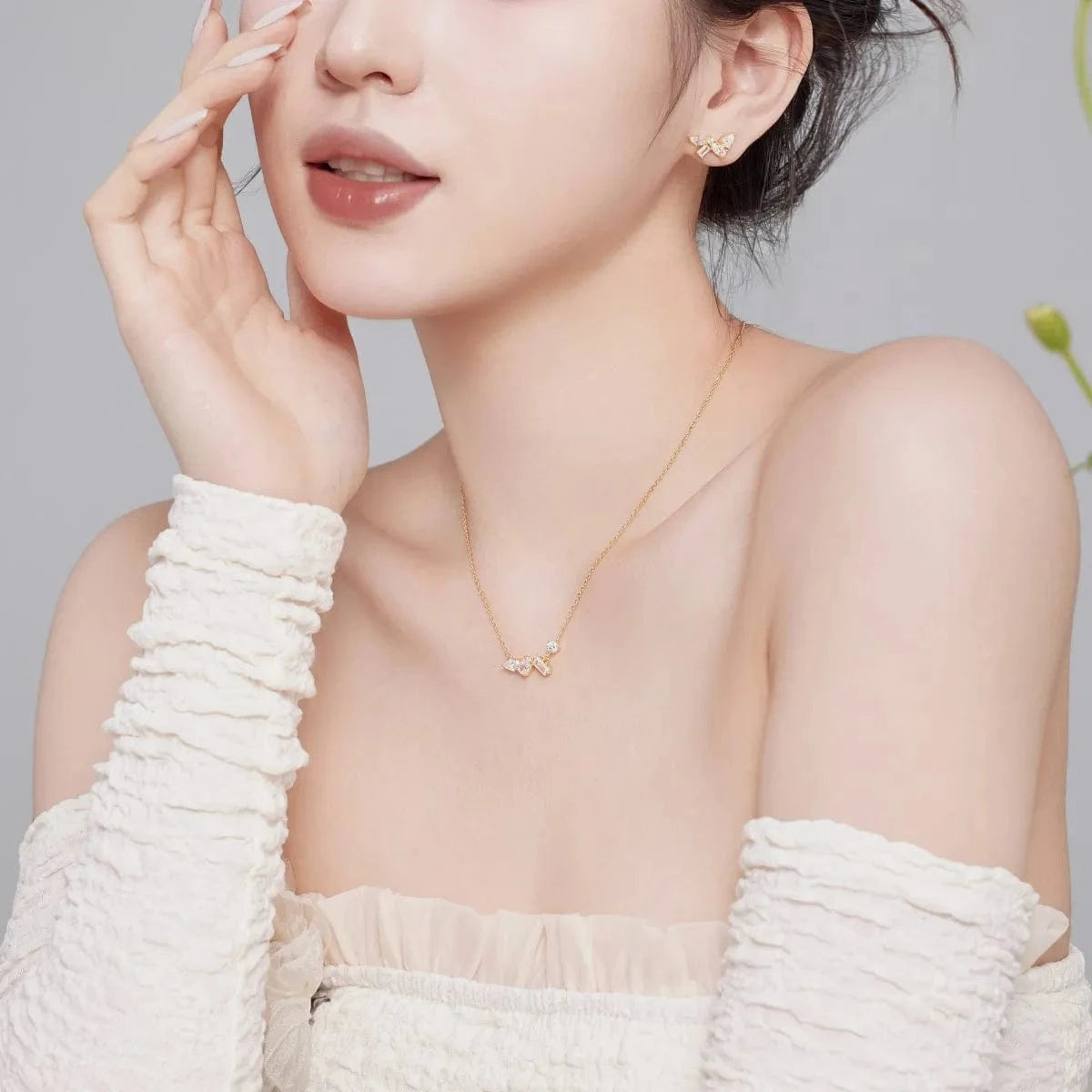 Dylam Fast Delivery Hypoallergenic S925 Silver 18K Gold Plated Irregular Cluster Earring Cubic Zirconia Stud Earrings For Women