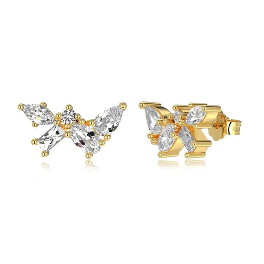 Dylam Fast Delivery Hypoallergenic S925 Silver 18K Gold Plated Irregular Cluster Earring Cubic Zirconia Stud Earrings For Women